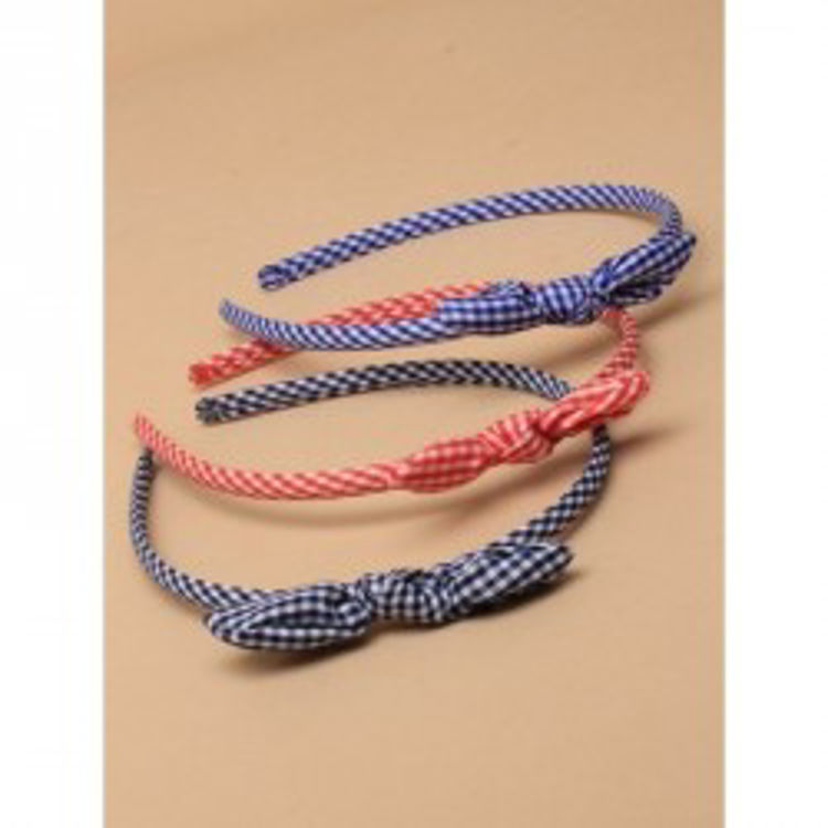 Picture of HEADBAND - NARROW GINGHAM CHECK ALICEBAND WITH BOW IN NAVY,